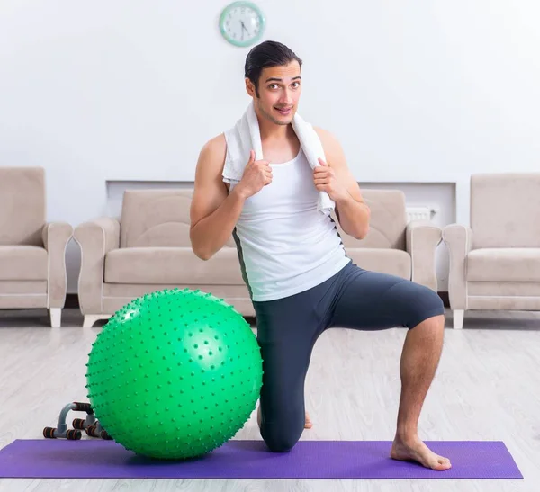 Young Man Training Exercising Home — Stock Photo, Image