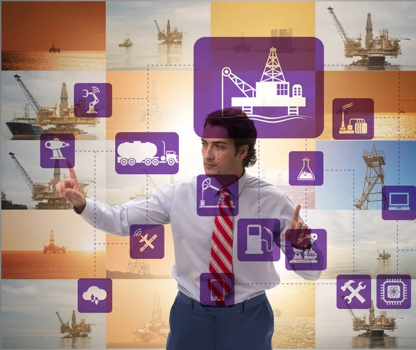 The oil worker in remote operations concept in oil industry