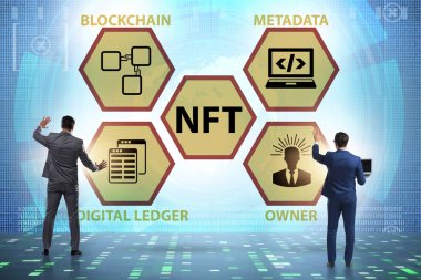 NFT 'nin ödenebilir olmayan konseptinde iş adamı