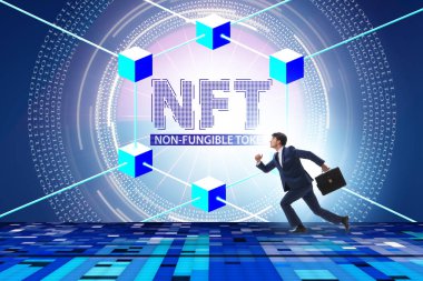 NFT 'nin ödenebilir olmayan konseptinde iş adamı