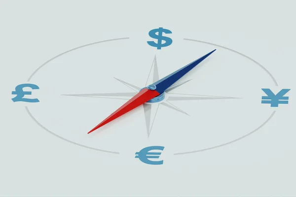 Kompas Různé Světové Měny — Stock fotografie