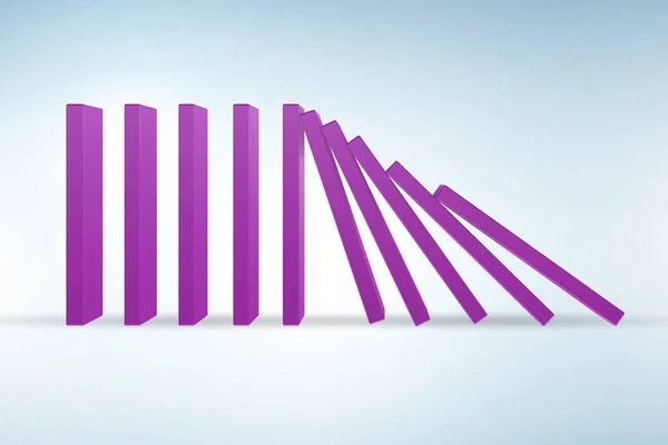 Domino Effect Concept Blocks Rendering — Stock Photo, Image