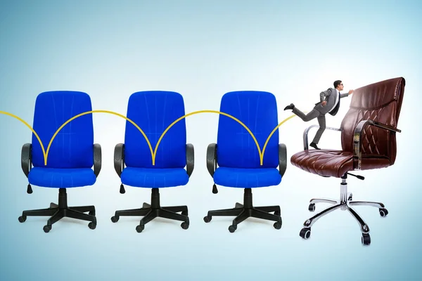 Promotion concept with the office chairs and businessman