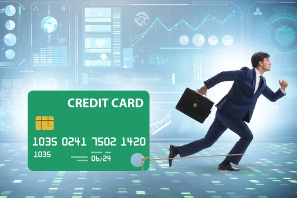 信用卡债务概念方面的商人 — 图库照片
