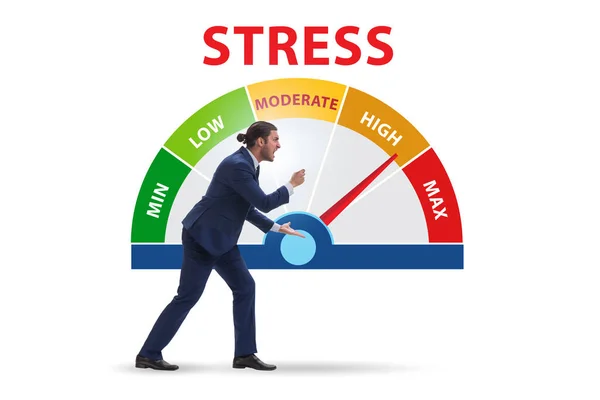 stock image Concept of stress meter with the businessman