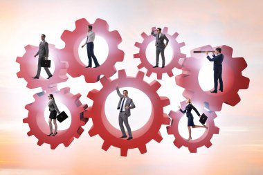 Takım çalışması konseptinde iş adamları