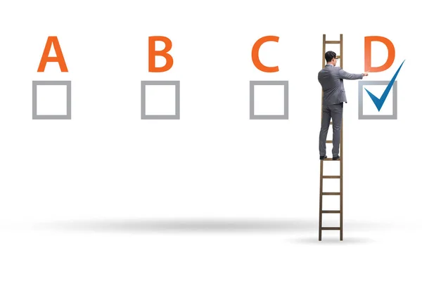 Conceito Pergunta Teste Múltipla Escolha Com Empresários — Fotografia de Stock
