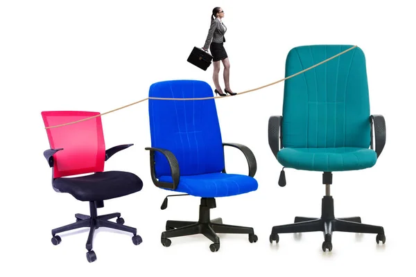 Förderkonzept Mit Geschäftsfrau Und Stühlen — Stockfoto