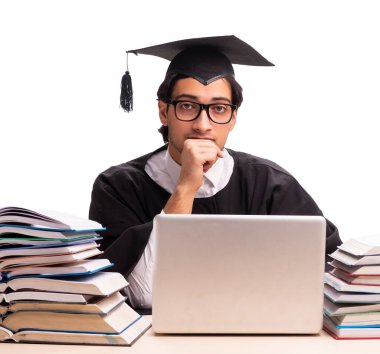 Beyaz tenli yakışıklı öğrenci.