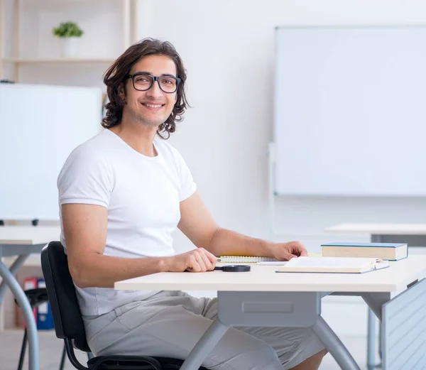 Young Male Student Front Whiteboard — Stock Photo, Image