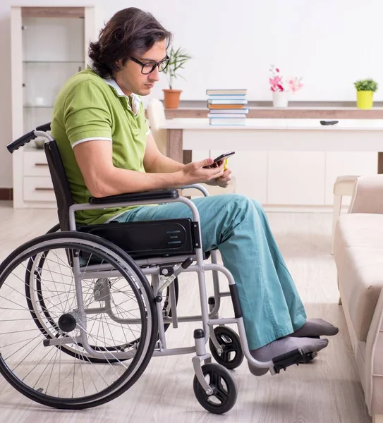 Young Male Student Wheelchair Home — Stock Photo, Image