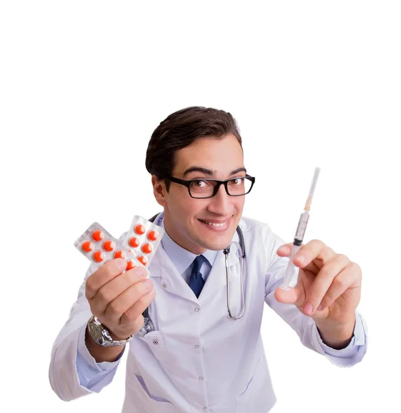 Mužský Lékař Izolován Bílém Pozadí — Stock fotografie