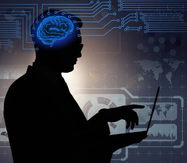 Yapay zeka kavramındaki iş adamı.