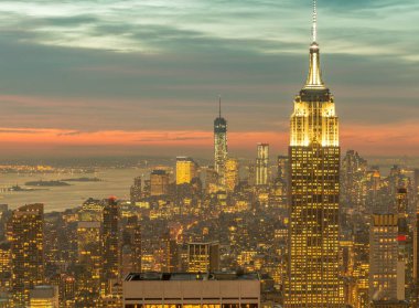 Günbatımında New York Manhattan manzarası