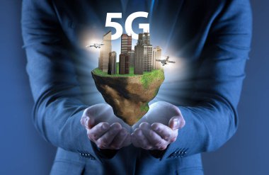 Yüzen ada ile 5G teknolojisi kavramı