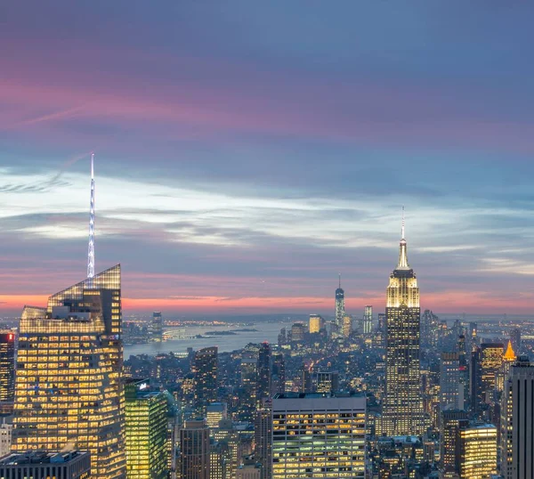 Вид Нью Йоркський Манхеттен Під Час Заходу Сонця — стокове фото