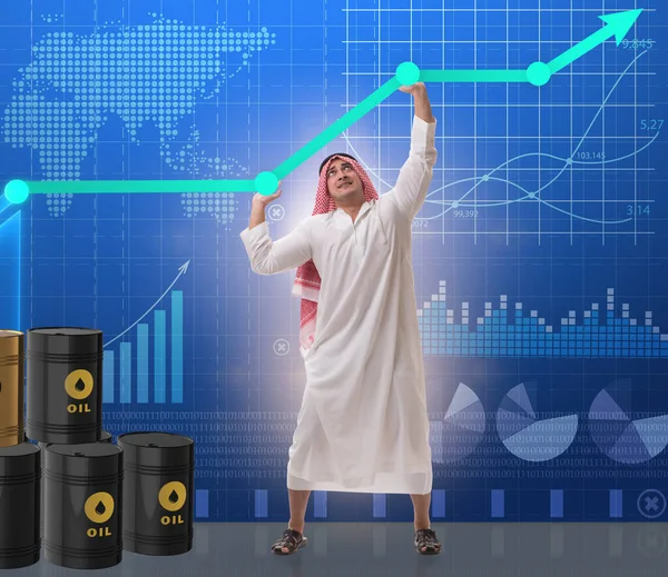 Empresario Árabe Concepto Negocio Del Precio Del Petróleo — Foto de Stock