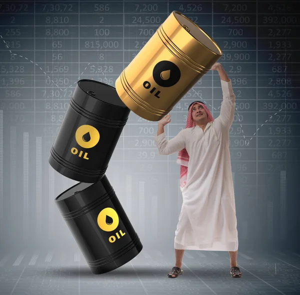 石油バレルを保有するアラブの実業家 — ストック写真