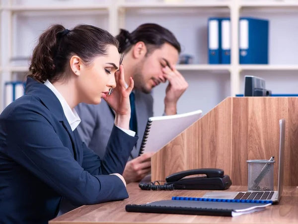 Two Employees Working Office — Stock Photo, Image