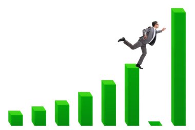 İş adamı bar çizelgeleriyle büyüme konseptinde