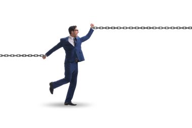 İşkolik kavramda zincirli iş adamı