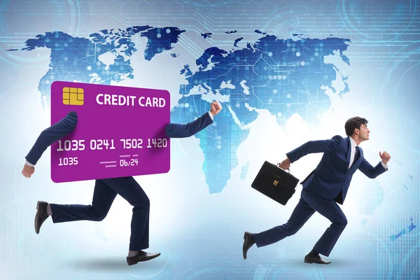 Zakenman Credit Card Schuld Concept — Stockfoto