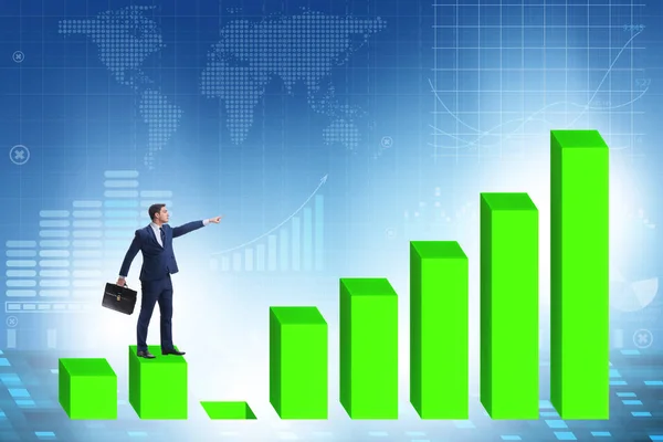 Üzletember Növekedési Koncepció Bar Diagramok — Stock Fotó