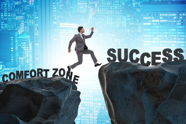 Businessman Jumping Cliff Concept — Stock Photo, Image