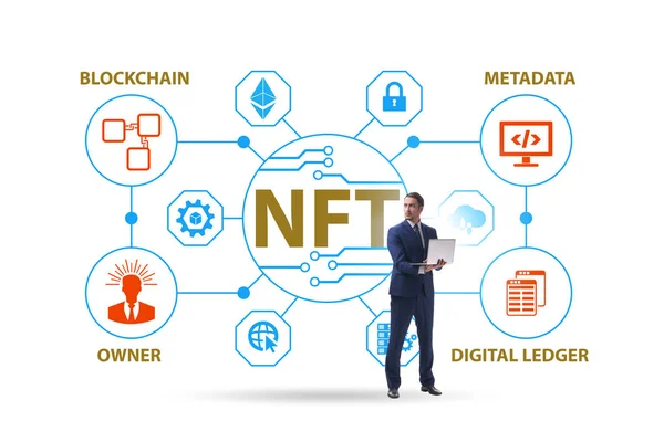 Empresário Nft Conceito Não Fungível — Fotografia de Stock