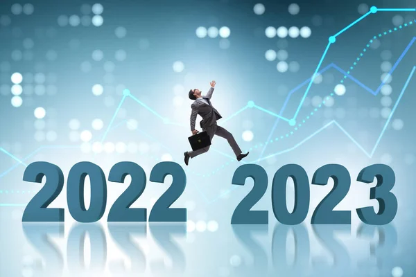 Бізнесмен Стрибає 2022 2023 Рік — стокове фото