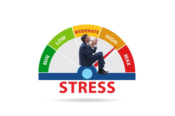 Begreppet Stressmätare Med Affärsmannen — Stockfoto