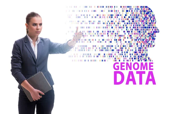 Mulher Negócios Conceito Dados Genoma — Fotografia de Stock