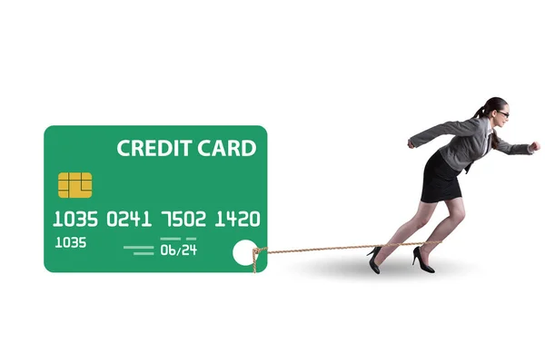 Zakenvrouw Credit Card Schuld Concept — Stockfoto