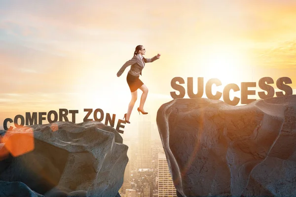 Businesswoman Jumping Cliff Concept — Stock Photo, Image