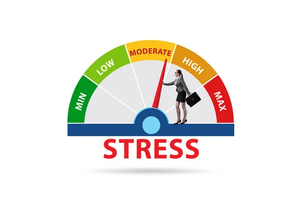 Concept Van Stressmeter Met Zakenvrouw — Stockfoto
