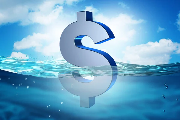 Begreppet Dollar Sjunker Havet Konvertering — Stockfoto