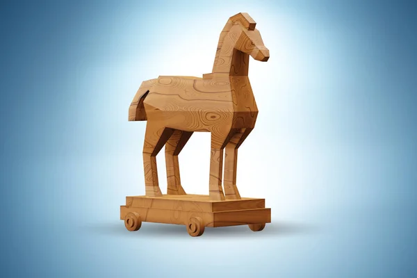 Wooden Trojan Horse Concept Rendering — Stock Photo, Image