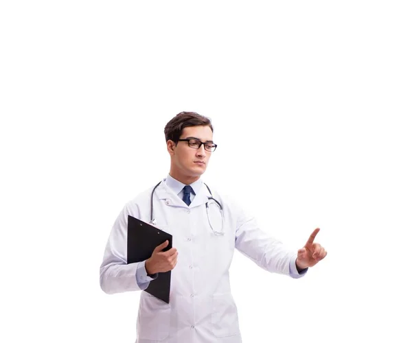Mladý Lékař Izolován Bílém Pozadí — Stock fotografie