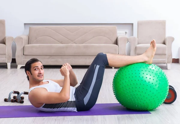 Young Man Training Exercising Home — Stock Photo, Image