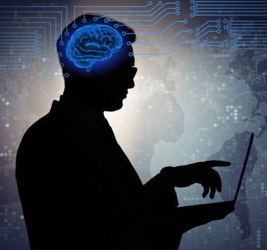 Yapay zeka kavramındaki iş adamı.