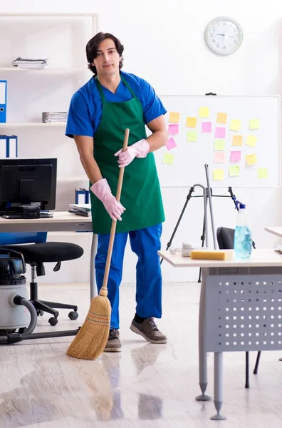Male Handsome Professional Cleaner Working Office — Stock Photo, Image