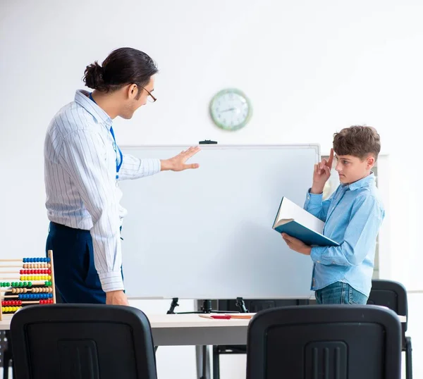 Young Father Helping His Son Prepare Exam — Stock Photo, Image