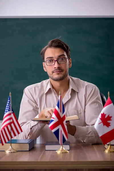 Young Teacher Sitting Classroom — Stock Photo, Image