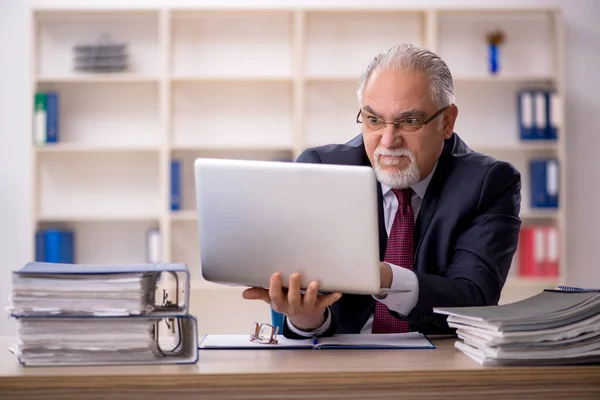 stock image Old businessman employee working in the office