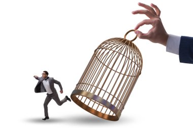 Business people and the golden cage concept clipart