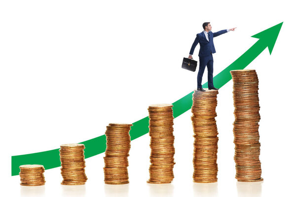 Businessman in the growth concept with the coins chart