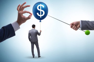 Dolar balonu konsepti olan iş adamı.