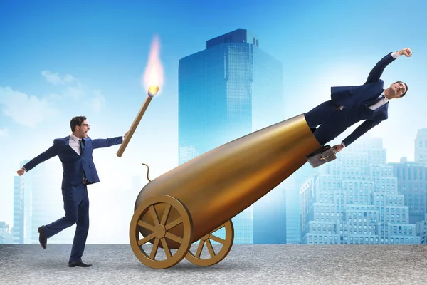 Concept Lay Businessman Cannon — Stock Photo, Image