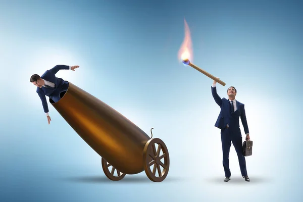 Concept Lay Businessman Cannon — Stock Photo, Image