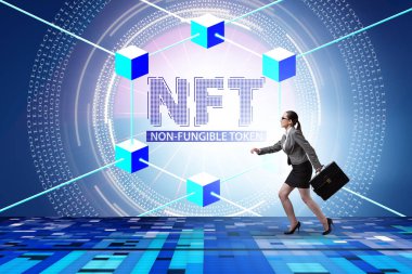 NFT 'nin ödenebilir olmayan konseptinde iş kadını